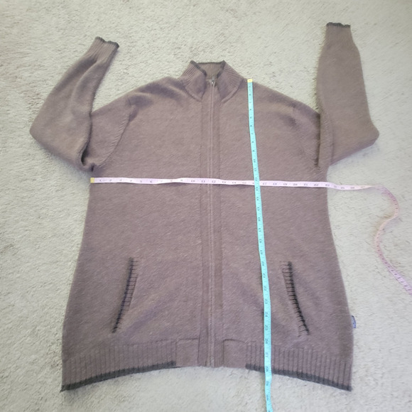 Patagonia Mens XL Lambswool Nylon Full Zip Sweater Cardigan Brown - Picture 4 of 11